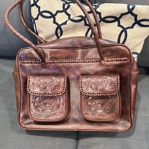 Mexichic hand tooled leather Mexican bag brown